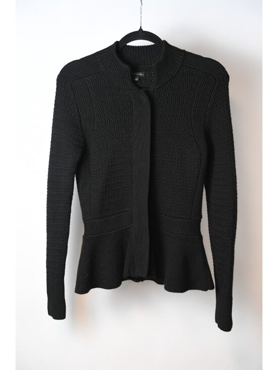 Ann Taylor Sweaters - Ann Taylor Size Small Black Zip Back Peplum Hem Knit Sweater
